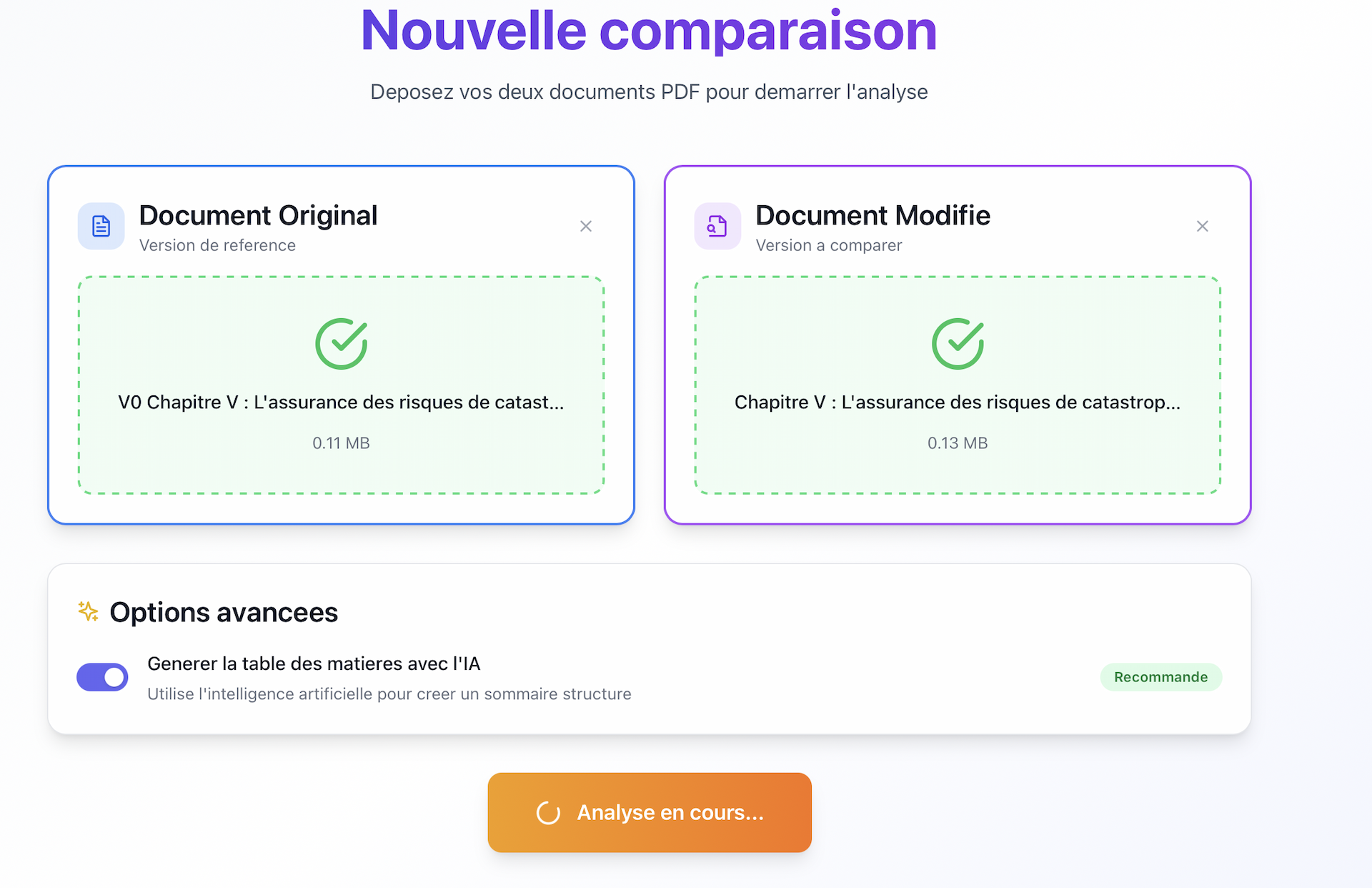 Barre de progression de l'analyse