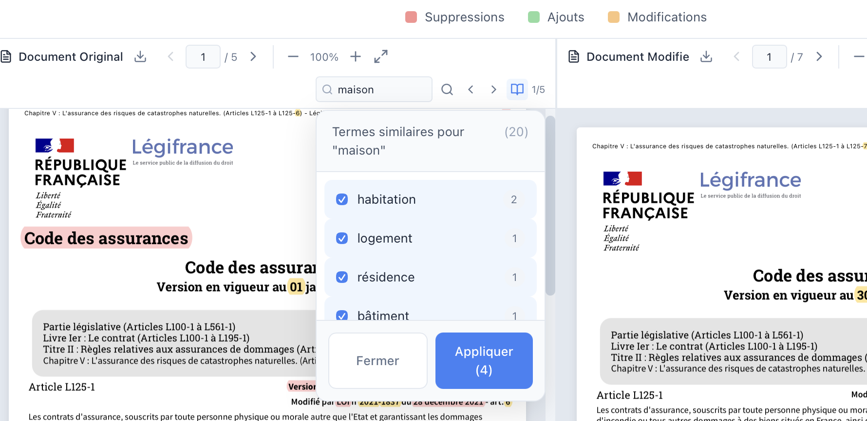 Barre de recherche avec synonymes